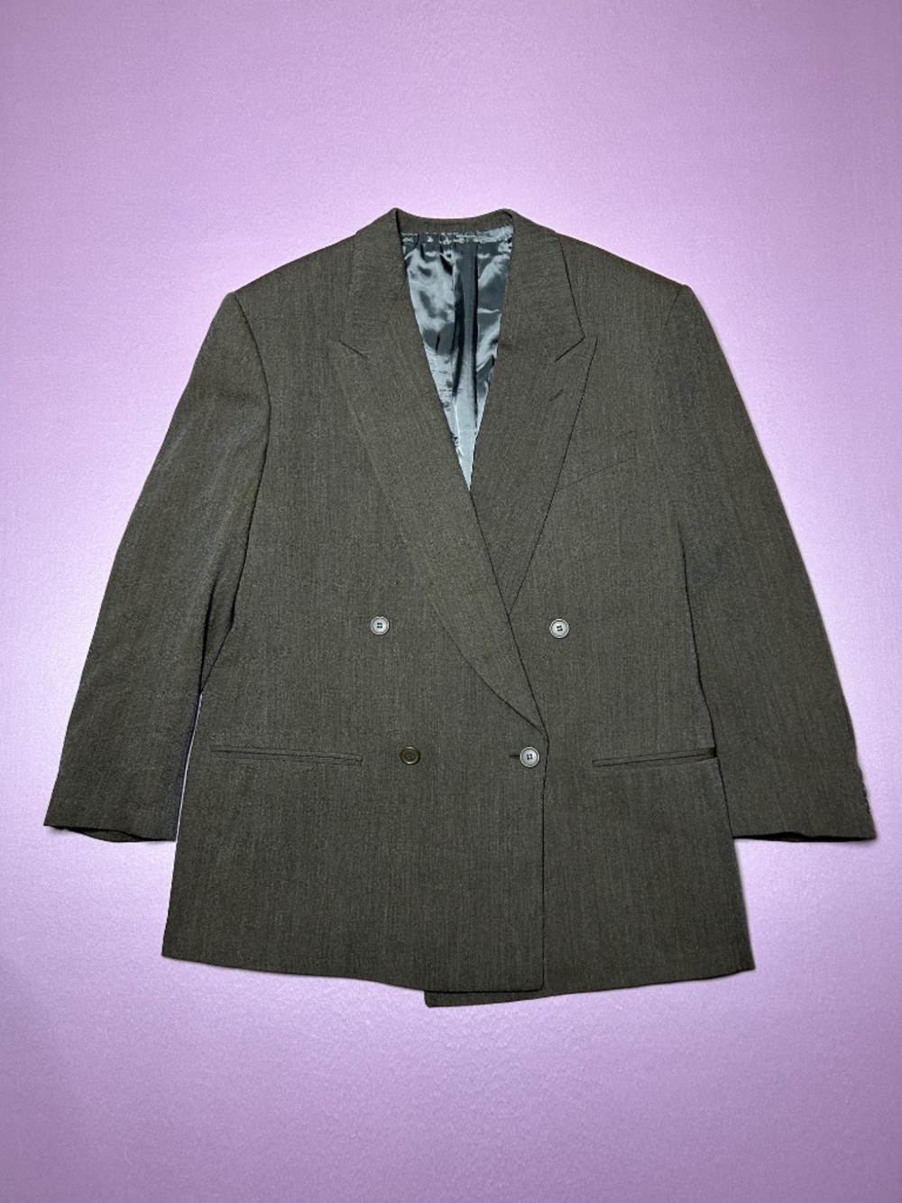 Giorgio Armani Wool Double Breasted Blazer Jacket Men 42R Green Brown 90s Luxury